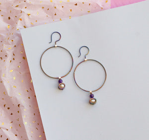 Amethyst hoop earrings