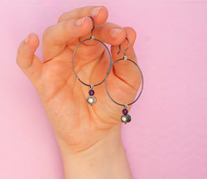 Amethyst hoop earrings