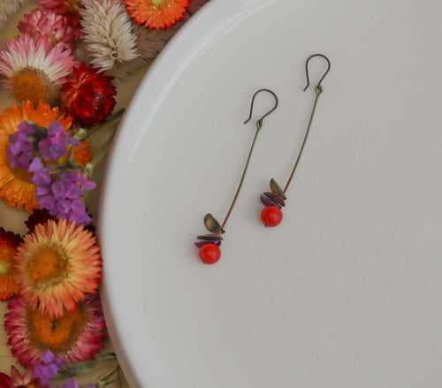 Coral Leaf Earrings