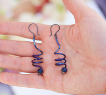 Blue Spiral Hook Earrings