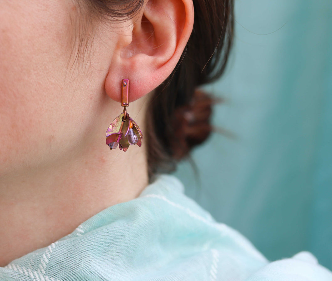 Purple Dahlia Stud Earrings