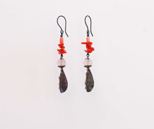 Coral & Pearl Hook Earrings